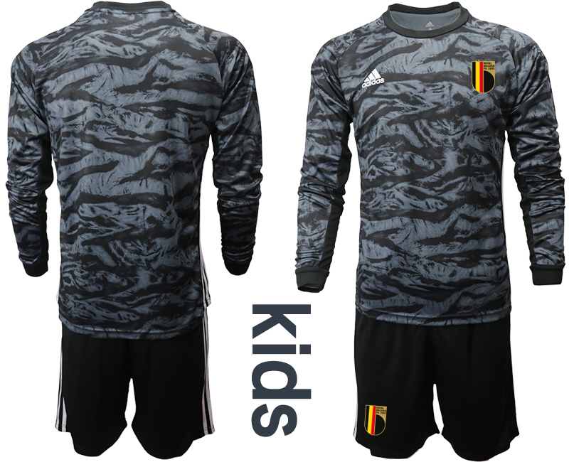 Youth 2021 European Cup Belgium black Long sleeve goalkeeper Soccer Jersey1->belgium jersey->Soccer Country Jersey